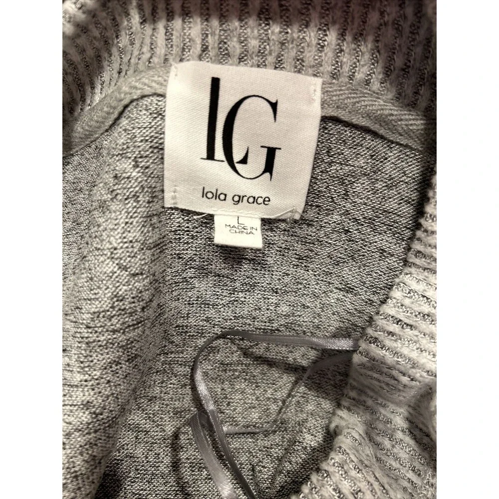 Lola and grace Women's Gray Pullover Sweater L Oversized